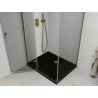 Mexen Roma cabine de douche pivotante 100 x 90 cm, transparent, or + receveur Flat, noir - 854-100-090-50-00-4070G
