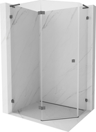 Mexen Lunar L petskotna tuš kabina nagibna leva 100x90 cm, prosojna, gun gray brušena - 831L-100L-090P-66-00-L