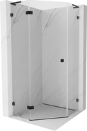 Mexen Lunar L vijfhoekige douchecabine draaiend links 90 x 90 cm, transparant, zwart - 831L-090L-090P-70-00-L