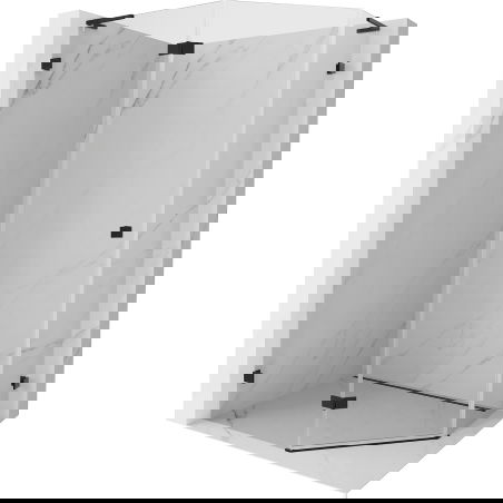 Mexen Lunar L pentagonāla dušas kabīne ar paceļamu kreiso durvju 100 x 80 cm, caurspīdīga, melna - 831L-100L-080P-70-00-L