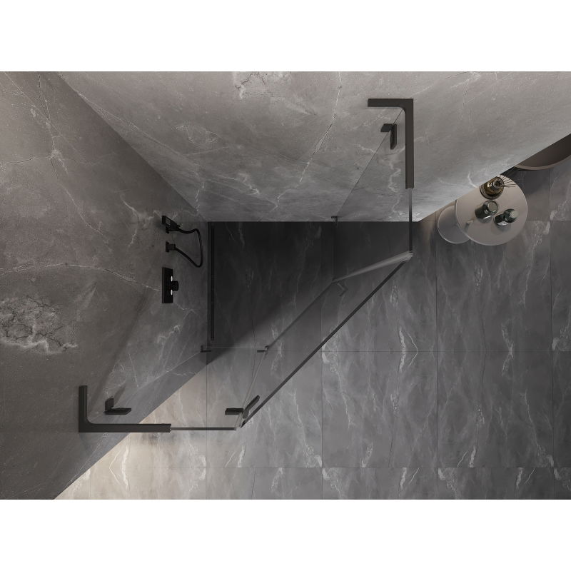 Mexen Lunar L petkotna tuš kabina s krilom, leva 90 x 90 cm, prozorna, pištola metal - 831L-090L-090P-95-00-L