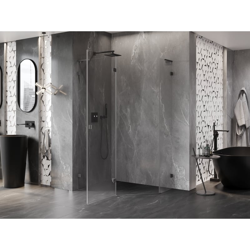 Mexen Lunar L kabina prysznicowa pięciokątna uchylna lewa 100 x 80 cm, transparent, gun metal - 831L-100L-080P-95-00-L