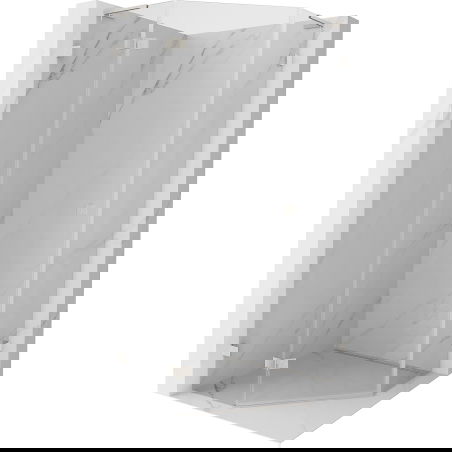 Mexen Lunar L douchecabine vijfhoekig draaibaar links 80 x 80 cm, transparant, geborsteld nikkel - 831L-080L-080P-97-00-L