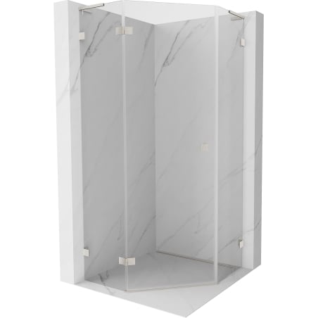 Mexen Lunar L Pentagonal Shower Enclosure Left Hinged 80 x 80 cm, Transparent, Brushed Nickel - 831L-080L-080P-97-00-L