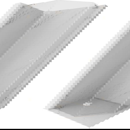 Mexen Lunar L fünfeckige Duschkabine, schwenkbar links 90 x 80 cm, transparent, gebürsteter Nickel - 831L-090L-080P-97-00-L