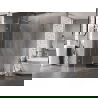 Mexen Lunar L fünfeckige Duschkabine, schwenkbar links 90 x 80 cm, transparent, gebürsteter Nickel - 831L-090L-080P-97-00-L