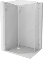 Mexen Lunar L petokutna preklopna lijeva tuš kabina 100 x 90 cm, prozirna, brušeni nikal - 831L-100L-090P-97-00-L