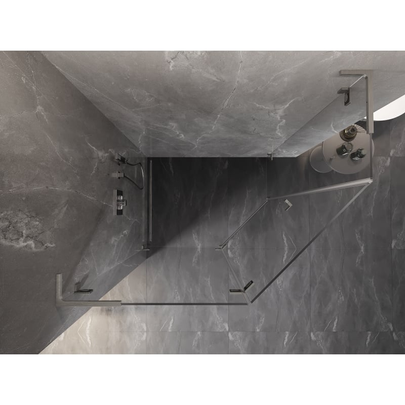 Mexen Lunar L kabina prysznicowa pięciokątna uchylna lewa 100 x 90 cm, transparent, nikiel szczotkowany - 831L-100L-090P-97-00-L