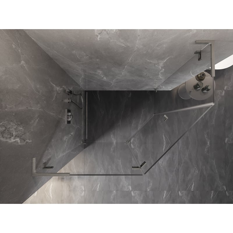Mexen Lunar L pentagonal left hinged shower enclosure 100 x 90 cm, transparent, brushed nickel - 831L-100L-090P-97-00-L