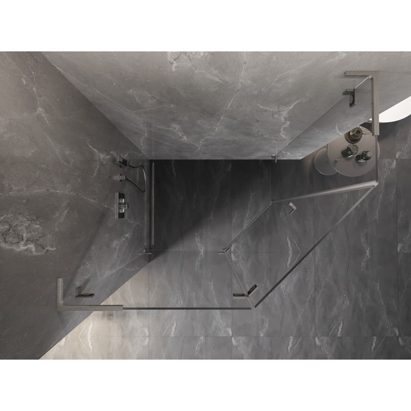Mexen Lunar L viiekandiline kalddušš vasak 100 x 90 cm, läbipaistev, harjatud nikkel - 831L-100L-090P-97-00-L