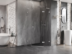 Mexen Lunar L petkotni pravokotna kabina za prhanje desna 80 x 80 cm, prozorna, krom - 831L-080P-080L-01-00-P