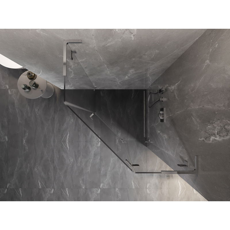 Mexen Lunar L cabine de douche pentagonale pivotante droite 80 x 80 cm, transparent, chrome - 831L-080P-080L-01-00-P