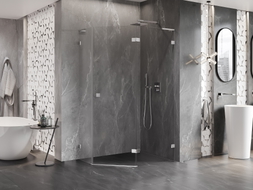 Mexen Lunar L viiekujuline parempoolne dušinurk 90 x 80 cm, läbipaistev, kroom - 831L-090P-080L-01-00-P