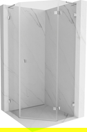 Mexen Lunar L cabine de douche pentagonale pivotante droite 90 x 90 cm, transparent, chrome - 831L-090P-090L-01-00-P