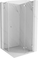 Mexen Lunar L vijfhoekige douchecabine rechtsdraaiend 90 x 90 cm, transparant, chroom - 831L-090P-090L-01-00-P