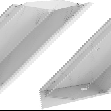 Mexen Lunar L vijfhoekige, rechts scharnierende douchecabine 100 x 80 cm, transparant, chroom - 831L-100P-080L-01-00-P