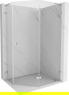 Mexen Lunar L vijfhoekige, rechts scharnierende douchecabine 100 x 80 cm, transparant, chroom - 831L-100P-080L-01-00-P