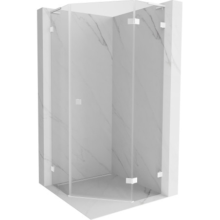 Mexen Lunar L kabina prysznicowa pięciokątna uchylna prawa 90 x 90 cm, transparent, biała - 831L-090P-090L-20-00-P
