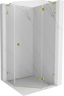 Mexen Lunar L kutni paravan pentagonalan desni 80 x 80 cm, proziran, zlatni - 831L-080P-080L-50-00-P
