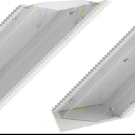 Mexen Lunar L πεντάγωνο ανοιγόμενο ντους δεξιά 90 x 90 cm, διαφανές, χρυσό