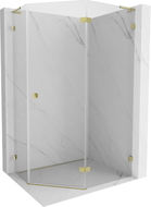 Mexen Lunar L petokutna tuš kabina desna 100 x 80 cm, prozirna, zlatna - 831L-100P-080L-50-00-P