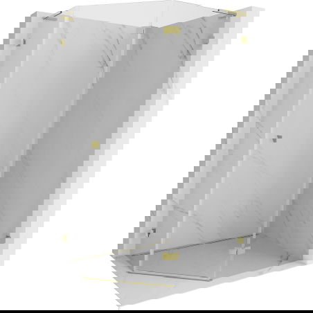 Mexen Lunar L fünfeckige, schwenkbare Duschkabine rechts 100 x 90 cm, transparent, gold - 831L-100P-090L-50-00-P