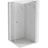 Mexen Lunar L cabine de douche pentagonale pivotante droite 100 x 100 cm, transparent, dorée - 831L-100P-100L-50-00-P