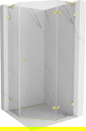 Mexen Lunar L fünfeckige Duschkabine, rechte Schwingtür 80 x 80 cm, transparent, gebürstetes Gold - 831L-080P-080L-55-00-P