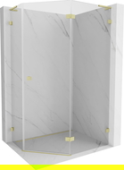 Mexen Lunar L cabine de douche pentagonale pivotante droite 90 x 80 cm, transparent, or brossé - 831L-090P-080L-55-00-P