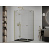 Mexen Roma avatav dušinurk 100 x 80 cm, läbipaistev, kuldne + Flat dušialus, must - 854-100-080-50-00-4070G