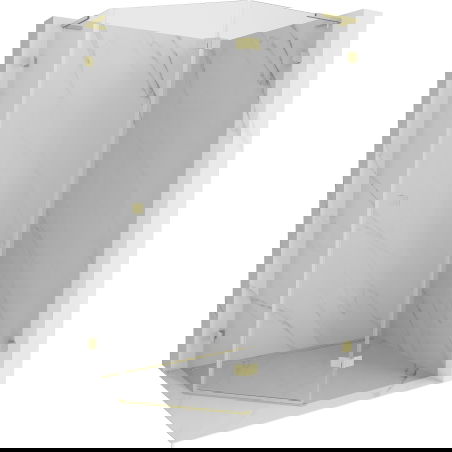 Mexen Lunar L femkantig duschkabin med höger svängbar dörr 100 x 80 cm, transparent, borstad guld - 831L-100P-080L-55-00-P