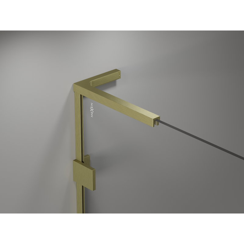 Mexen Lunar L Pentagonal Shower Enclosure Hinged Right 100 x 90 cm, Transparent, Brushed Gold - 831L-100P-090L-55-00-P