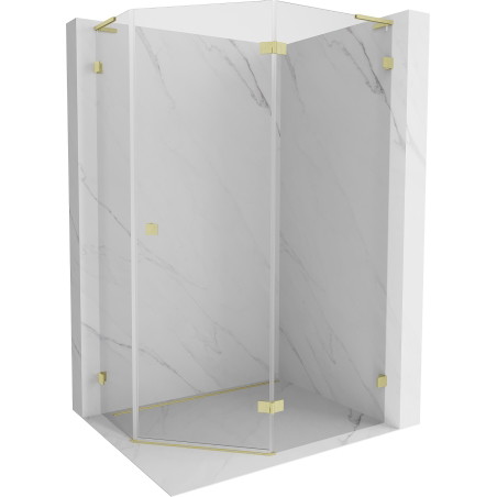 Mexen Lunar L kabina tuš petokutna zakretna desna 100 x 90 cm, prozirno, zlatna brušena - 831L-100P-090L-55-00-P