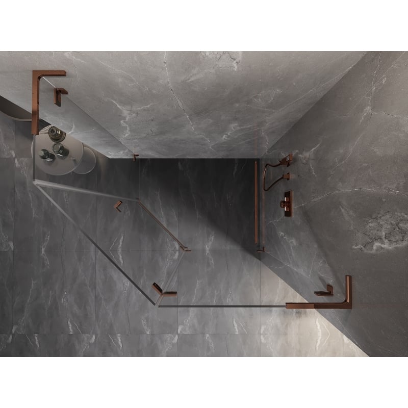 Mexen Lunar L viieosaline dušinurk, parempoolne, 90 x 80 cm, läbipaistev, roosa kuld - 831L-090P-080L-60-00-P