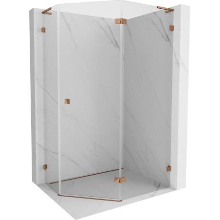 Mexen Lunar L viieosaline dušinurk, parempoolne, 90 x 80 cm, läbipaistev, roosa kuld - 831L-090P-080L-60-00-P
