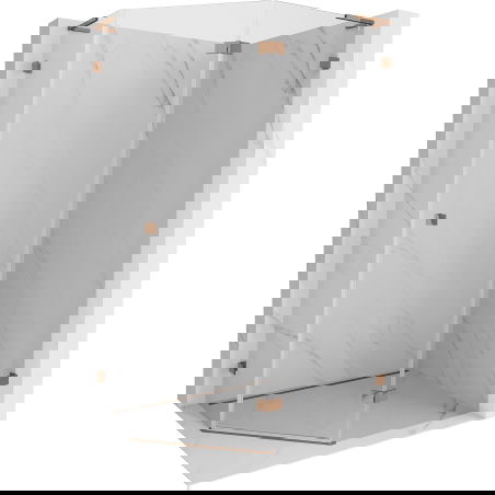 Mexen Lunar L petkotna tuš kabina tečajna desna 100 x 90 cm, prozorna, rožnato zlato - 831L-100P-090L-60-00-P