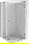 Mexen Lunar L cabine de duche pentagonal de abertura direita 80 x 80 cm, transparente, cobre escovado - 831L-080P-080L-65-00-P