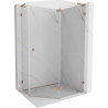 Mexen Lunar L petokutna tuš kabina s vratima na desnoj strani 100 x 90 cm, prozirna, brušena bakar - 831L-100P-090L-65-00-P