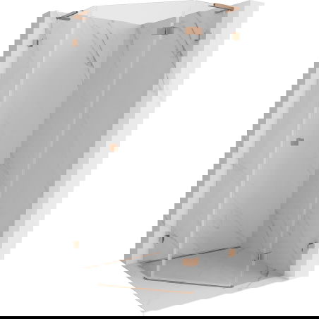 Mexen Lunar L fünfeckige Duschkabine schwenkbar rechts 100x100 cm, transparent, gebürstetes Kupfer - 831L-100P-100L-65-00-P