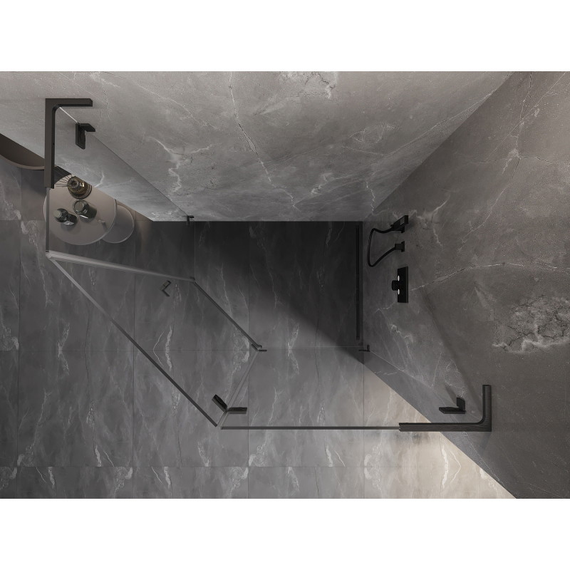 Mexen Lunar L pentagonalna tuš kabina s desnim krilom 100x90 cm prozirna, gun gray brušena - 831L-100P-090L-66-00-P