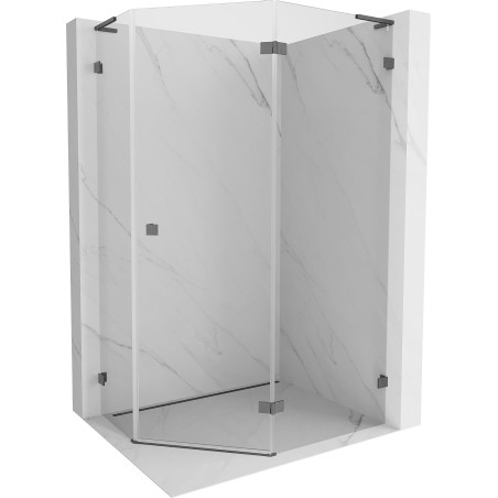 Mexen Lunar L pentagonalna tuš kabina s desnim krilom 100x90 cm prozirna, gun gray brušena - 831L-100P-090L-66-00-P