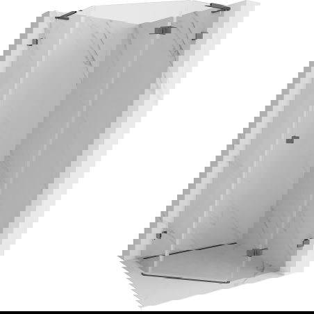 Mexen Lunar L Fünfeck-Duschkabine rechts öffnend, 100x100 cm, transparent, gebürstetes Gun Gray - 831L-100P-100L-66-00-P