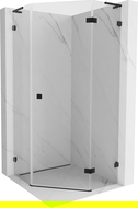 Mexen Lunar L vijfhoekige douchecabine met zwaaideur rechts 80 x 80 cm, transparant, zwart - 831L-080P-080L-70-00-P