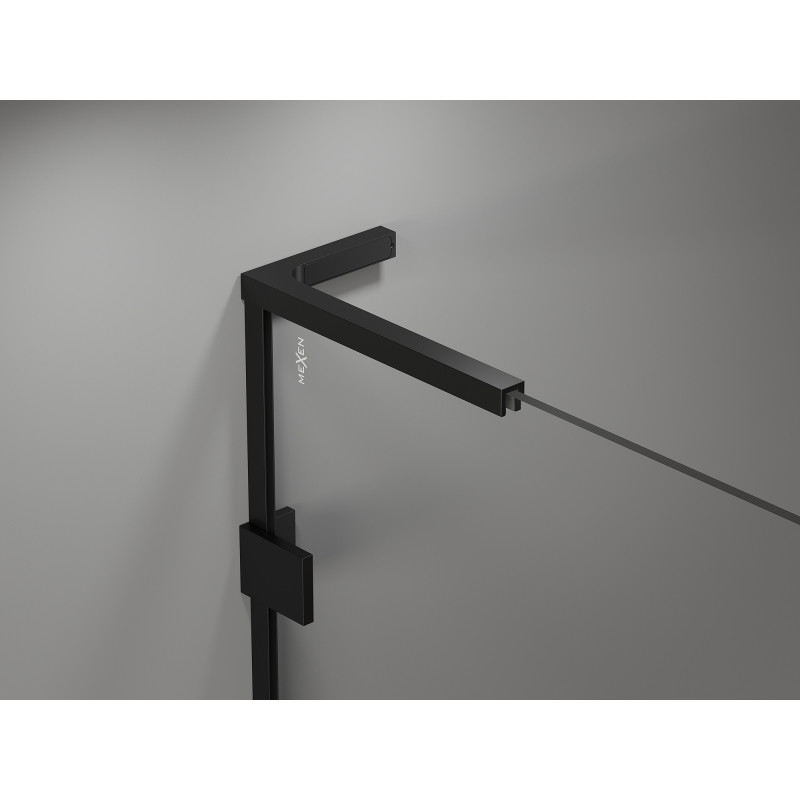 Mexen Lunar L petokutna tuš kabina s okretnim vratima desna 90 x 90 cm, prozirna, crna - 831L-090P-090L-70-00-P