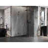 Mexen Lunar L petokutna tuš kabina s okretnim vratima desna 90 x 90 cm, prozirna, crna - 831L-090P-090L-70-00-P