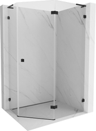 Mexen Lunar L petokutna tuš kabina s desnim zakretom 100 x 80 cm, prozirna, crna - 831L-100P-080L-70-00-P