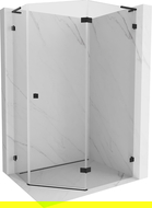 Mexen Lunar L cabine de duche pentagonal com porta direita 100 x 90 cm, transparente, preta - 831L-100P-090L-70-00-P
