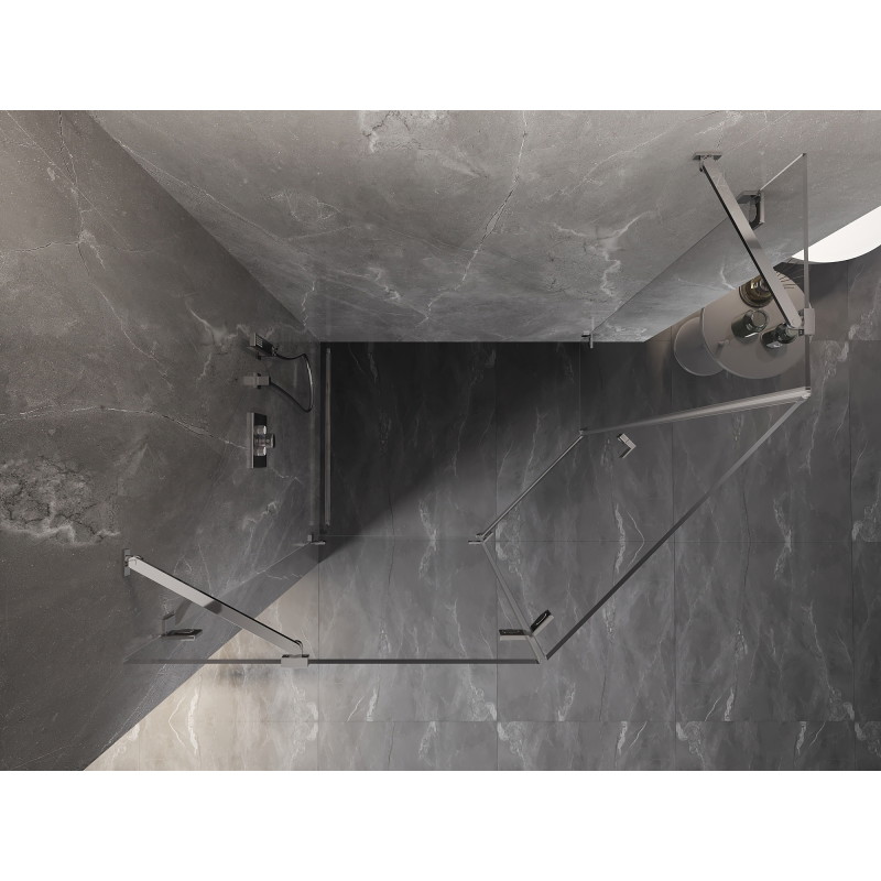 Mexen Lunar pentagonalna lijeva tuš kabina 90 x 80 cm, prozirna, krom - 831-090L-080P-01-00-L