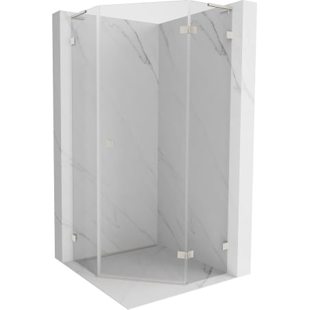 Mexen Lunar L cabine de douche pentagonale pivotante droite 80 x 80 cm, transparent, nickel brossé - 831L-080P-080L-97-00-P