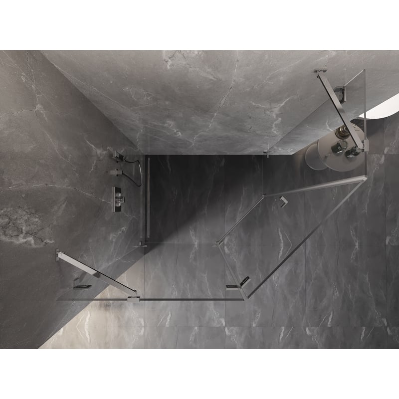 Mexen Lunar cabine de douche pentagonale pivotante gauche 100 x 80 cm, transparent, chrome - 831-100L-080P-01-00-L